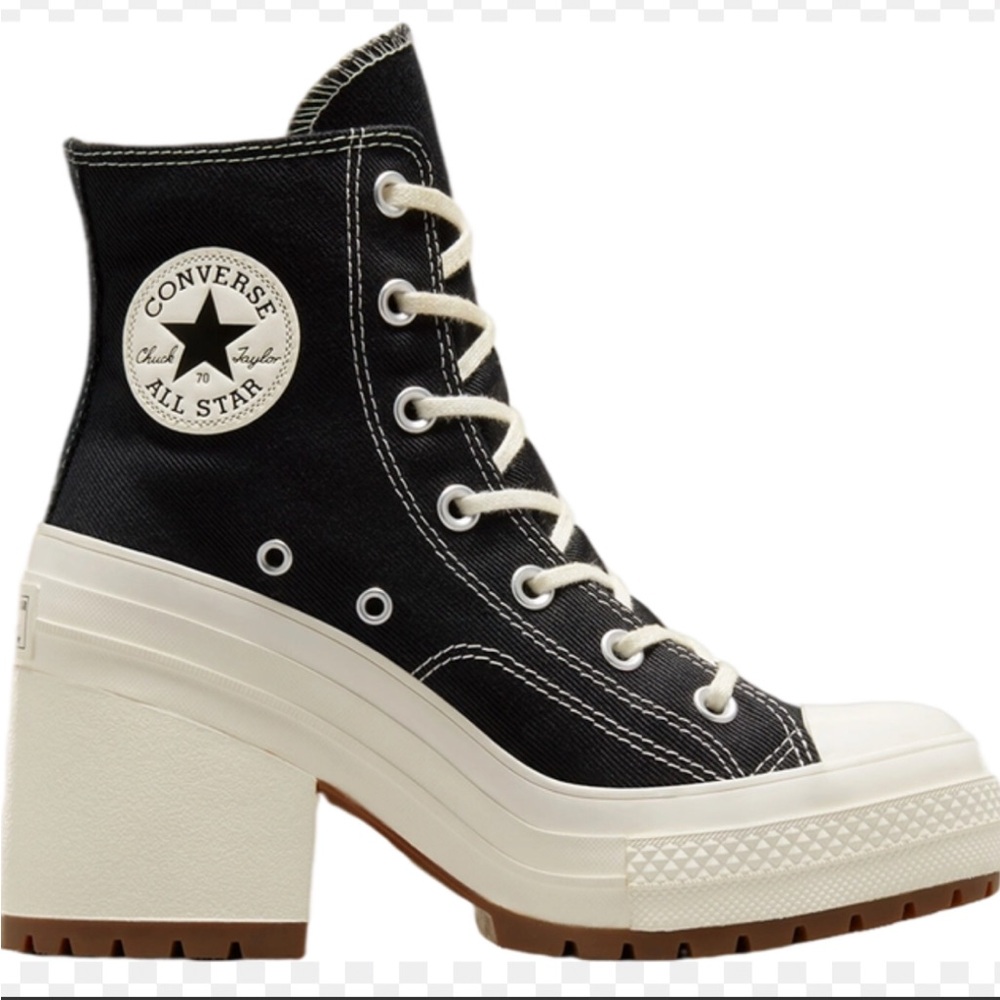Converse black high top heels woman size 12 men size 10